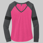 Ladies Game Long Sleeve V Neck Tee